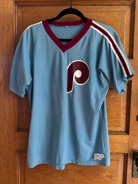 Vintage Sand Knit Philadelphia Phillies Jersey Shirt Size L